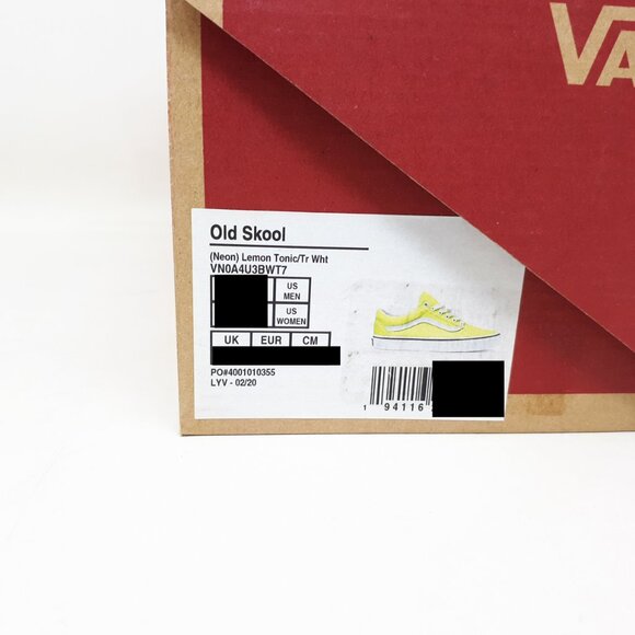 Vans Old Skool Skate Authentic Shoe Sneaker Lemon Yellow White Womens Size NEW - Picture 9 of 11